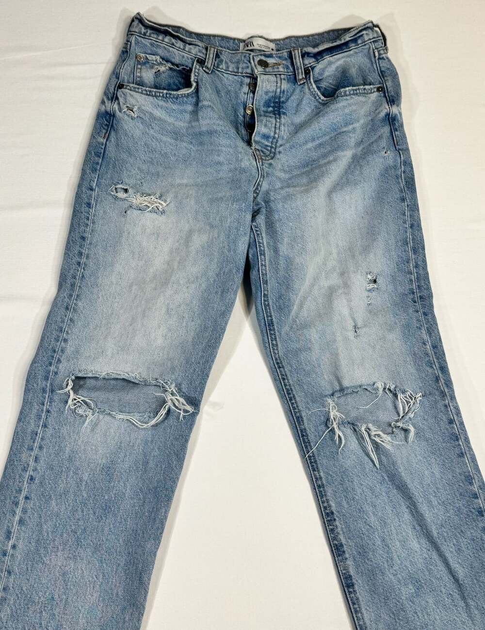 Zara Distressed Straight Fit Jeans Size EUR 40